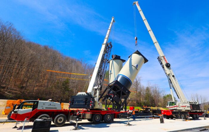 A Link-Belt crane on an industrial jobsite