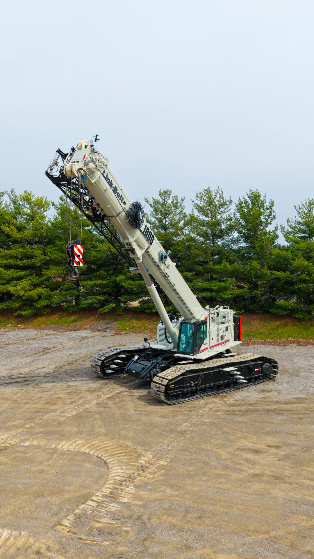 Link-Belt TCC-1800 telescopic crawler crane fully rigged on a jobsite